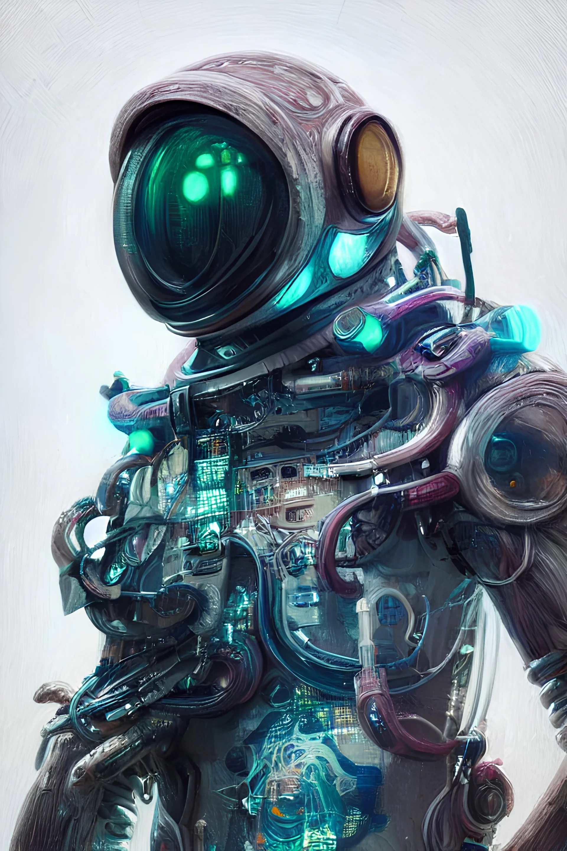 hyperrealistic portrait of a squid monster astronaut, full body portrait, well lit, intricate abstract. cyberpunk, intricate artwork, by Tooth Wu, wlop, beeple. octane render,in the style of Jin Kagetsu, James Jean and wlop, highly detailed, sharp focus, intricate concept art, digital painting, ambient lighting, 4k, artstation