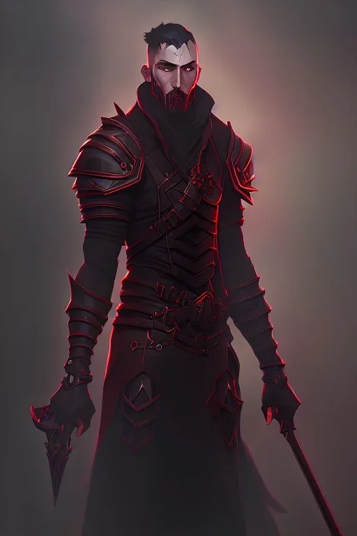 Black knight, fantasy, high detail, red