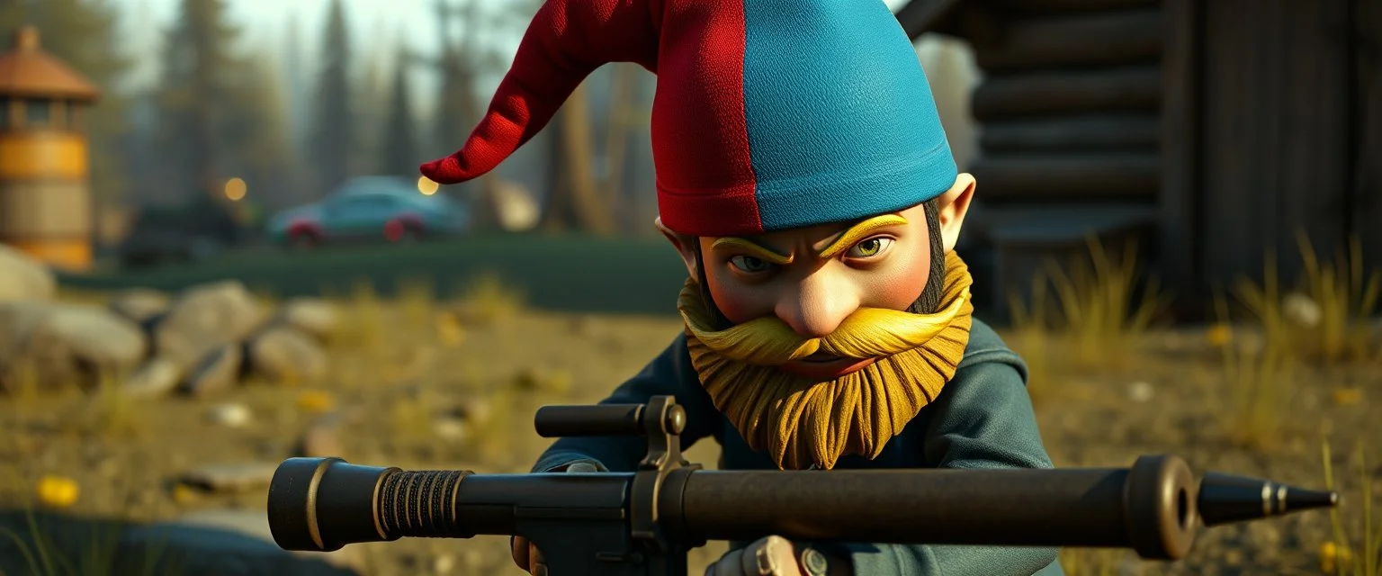 gnome hit man in style of fallout 4