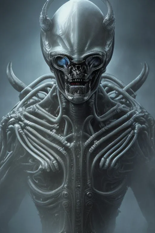 evil berserker, alien, tron, 8k, finely detailed, photo realistic, gothic, hr giger