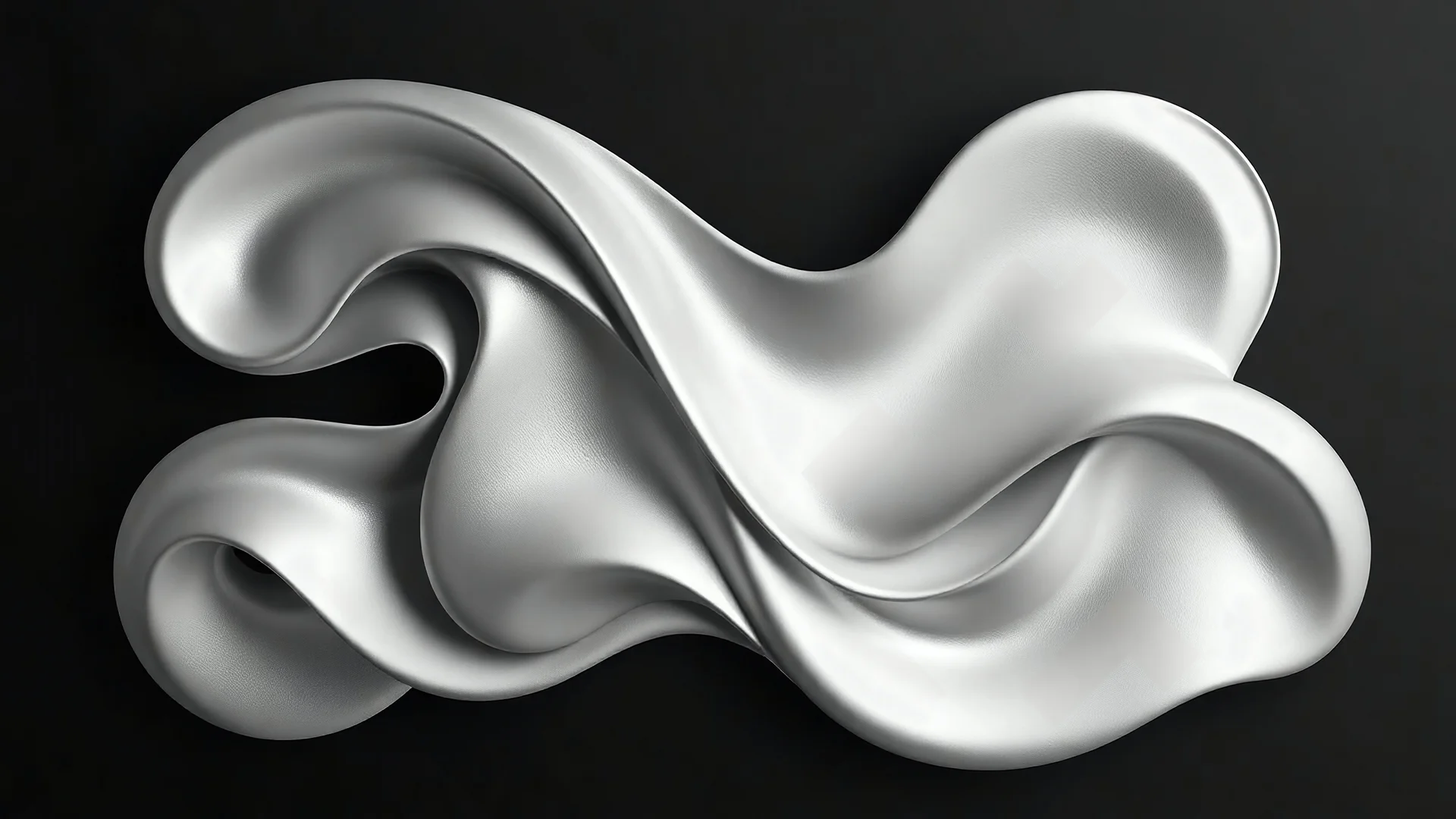 gray metallic smooth abstract figures on a monotonous black background