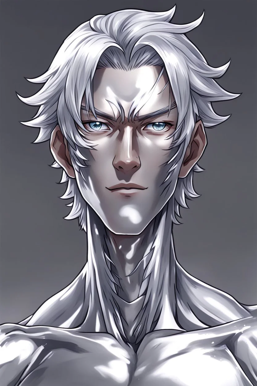 silver skinned anime man