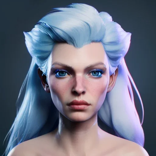 [Sea Elf] [Maormer] Queen with [white hair] and [blue skin] on a ship fantasy realism