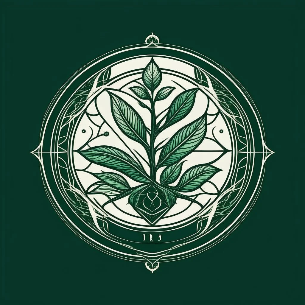 mystical simple one color Logo: chronos, botanical style