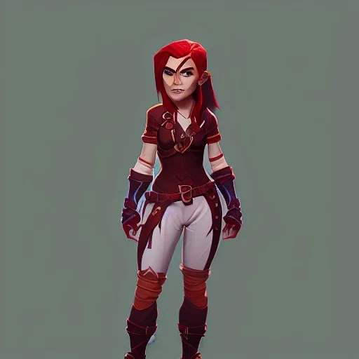 Full body Red hair halfling girl