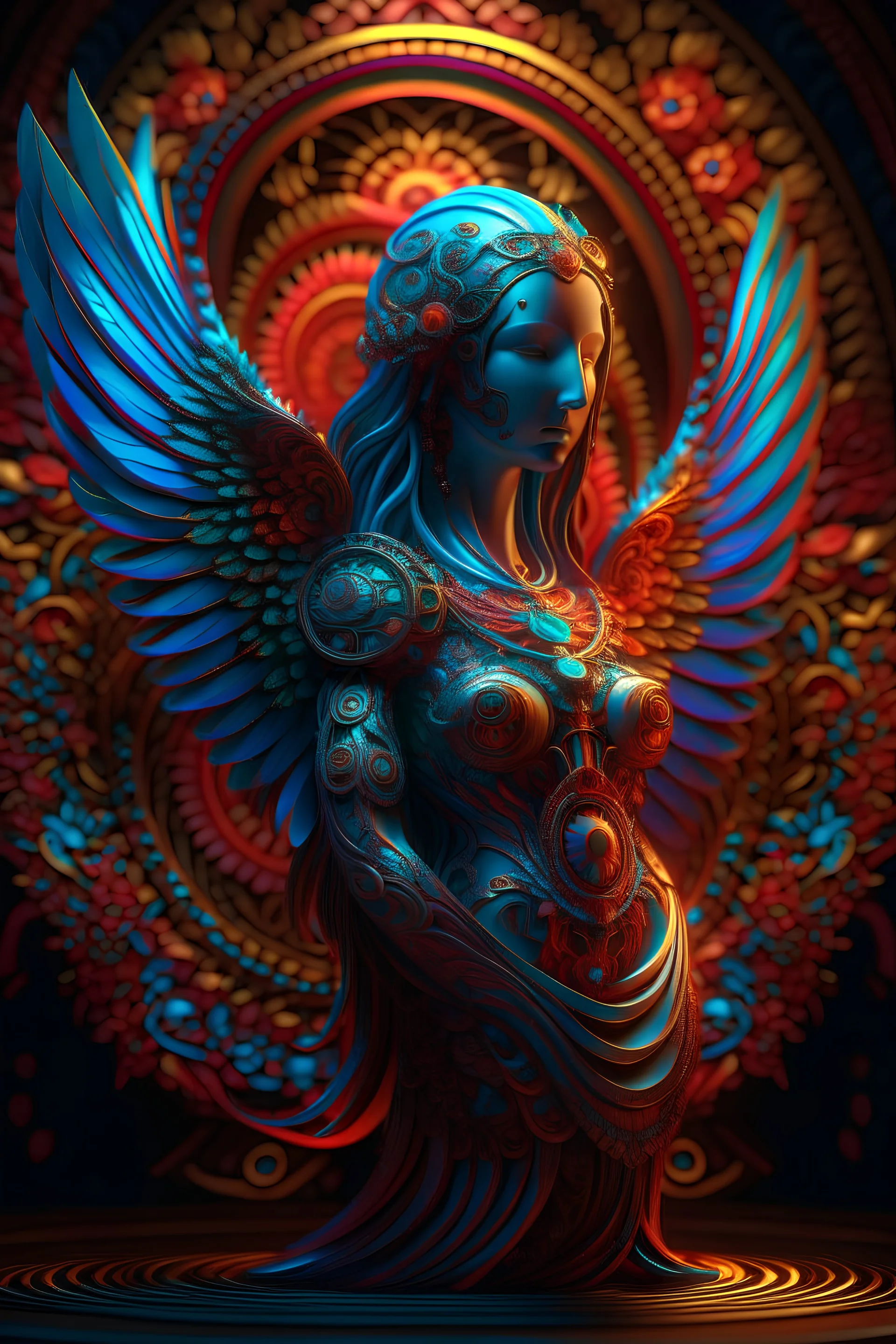 mandala Angel, colorful page, coloer background, digital Art, perfect composition, beautiful detailed intricate insanely detailed octane render trending on artstation, 8 k artistic photography, photorealistic concept art, soft natural volumetric cinematic perfect light, chiaroscuro, award - winning photograph, masterpiece, oil on canvas, raphael, caravaggio, greg rutkowski, beeple, beksinski, giger, black and white still, digital Art, perfect coloer, read,green, blew,white, ((((colorful))))