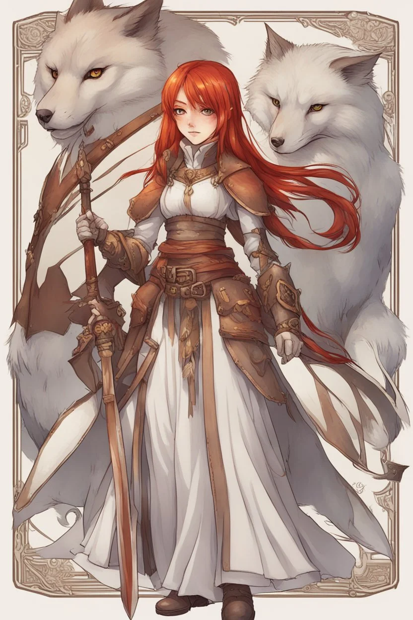 Teenaged Female Red haired kitsune paladin