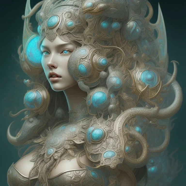 sango fantasy, fantasy magic, intricate, sharp focus, illustration, highly detailed, digital painting, concept art, matte, artgerm and paul lewin and kehinde wiley, masterpiece silver tiger head bronze Asian African nice breast Afo woman turquoise snow waves