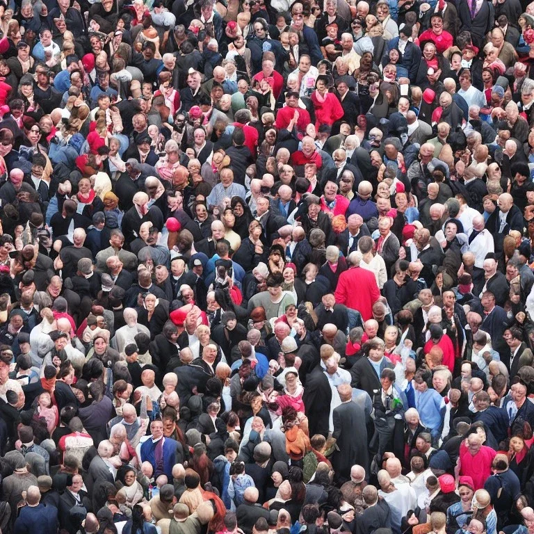 huge man in crowd,