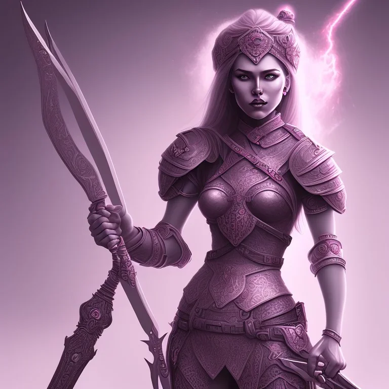 lady warrior with pink top and rose