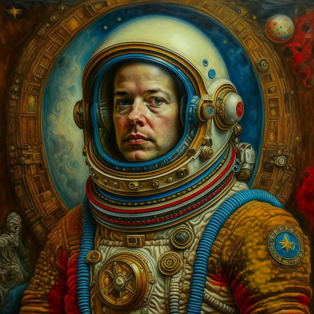 portrait of an astronaut in the style of orthodox paintings