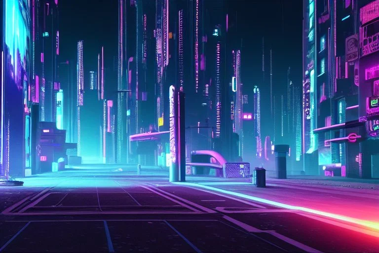 Cyberpunk street with holograms, 4k