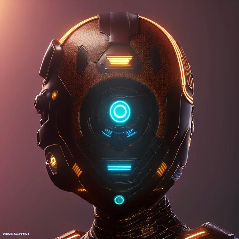 African cyber woman, sci-fi, rounded face, black, gold, brown, samurai helmet, retro, simetric, circuits, neon style, a lot of led lights, fog, rain, leather, vibrant color, highly detailed, art stations, concept art, smooth, unreal engine 5, god rays, ray tracing, RTX, lumen lighting, ultra detail, volumetric lighting, 3d, finely drawn, high definition, high resolution.