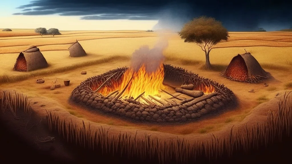 neolithic landscape with agriculture and using fire to clean