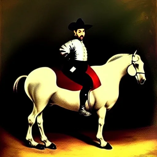 portrait of horse riding Velazquez style