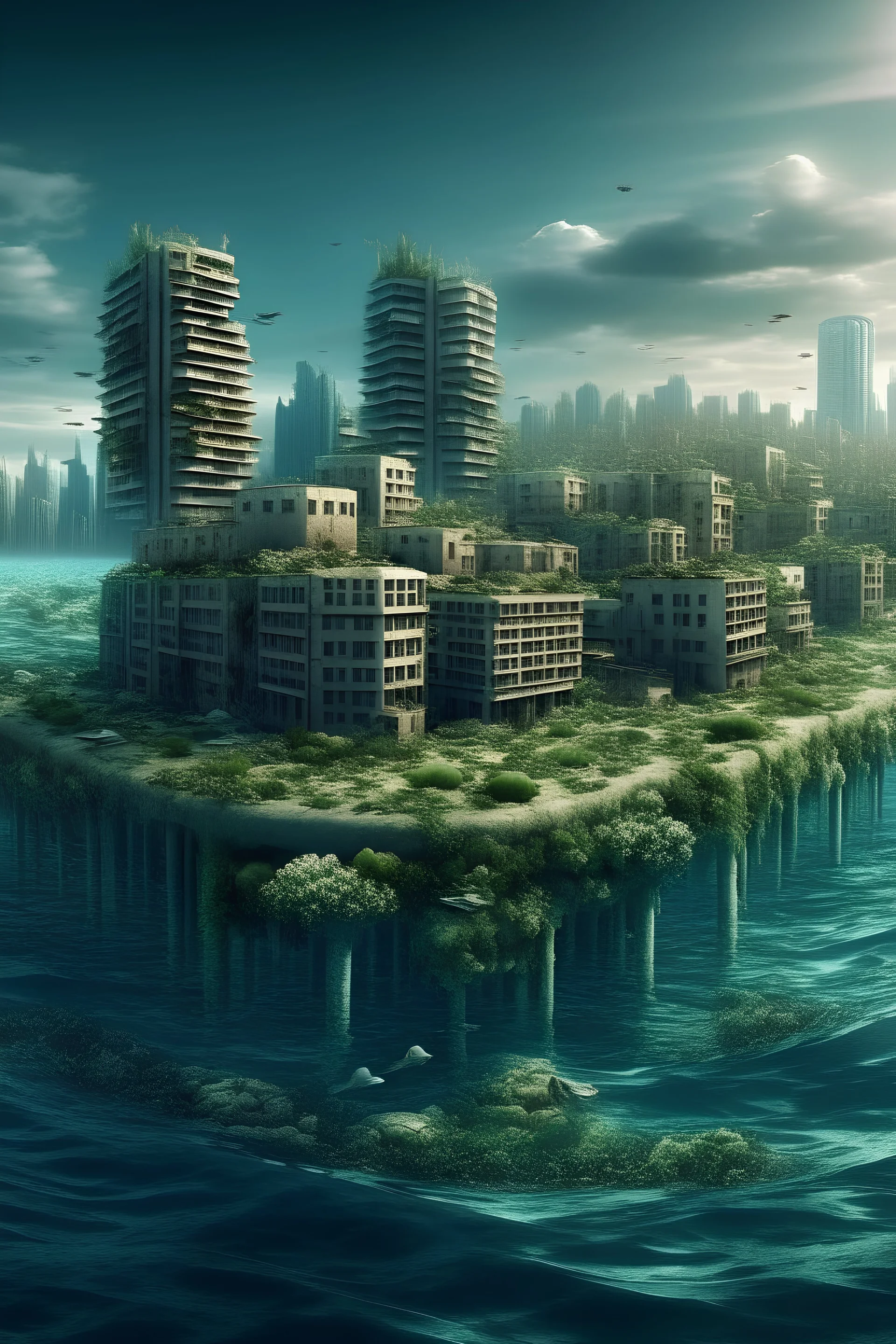 City built on the surface of the sea