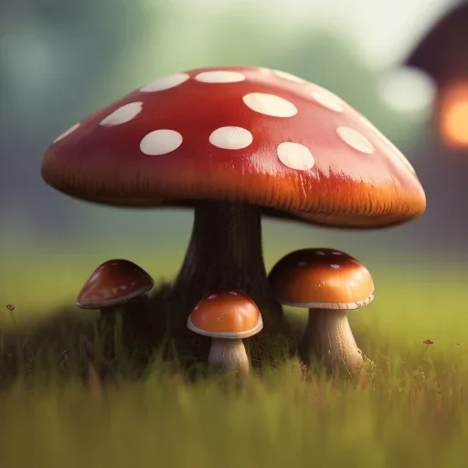 Mushroom cat girl and mushroom house, unreal 5, octane render, cinema4d, redshift render, hyper realistic, cenematic, vibrancy, synthwave, retouch, centered, dynamic lighting, dramatic lighting, 4k, highly detailed, attractive beautiful, realistic, epic composition, holographic,