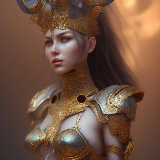 badass female goddess of war, very beautiful figure,tilt shift blur, wearing detailed,armor,object shadow,extraordinary, sharp focus,macro lens,intricate filigree metal design, full body portrait, cinematic, unreal engine 5, 8k, hyper realistic. Volumetric lighting, unreal engine 5 ,hyper elegant,hyperphotorealistic, epic composition,cinematic lighting, hyperphotomaximalist, masterpiece,epic composition, ,Glim lighting