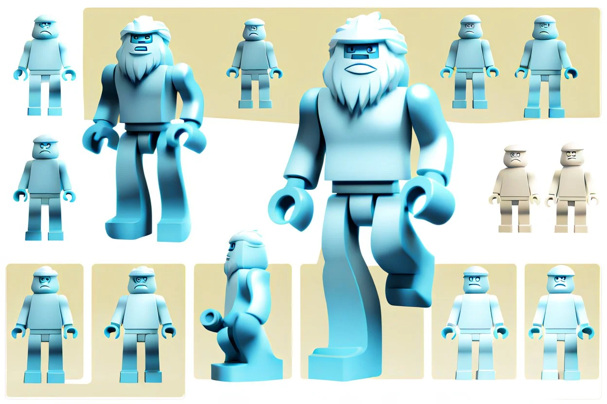 Yeti, frontal view, centered image, minifigure, full body length character, a high-res digital design, simple iconic design, smooth edges, sharp lines, classic minifigure expression, neutral expression, customizable, wide range of colors and accessories, avatar, profile picture