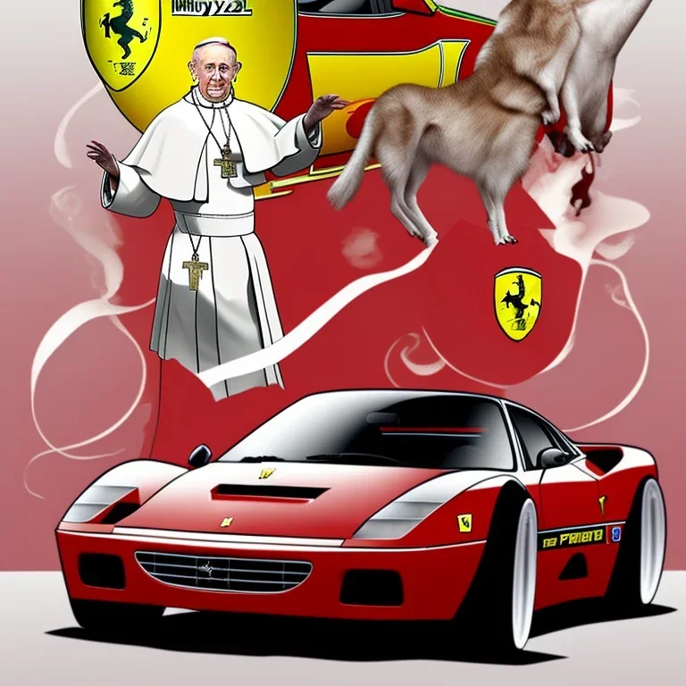 pope driving a Ferrari