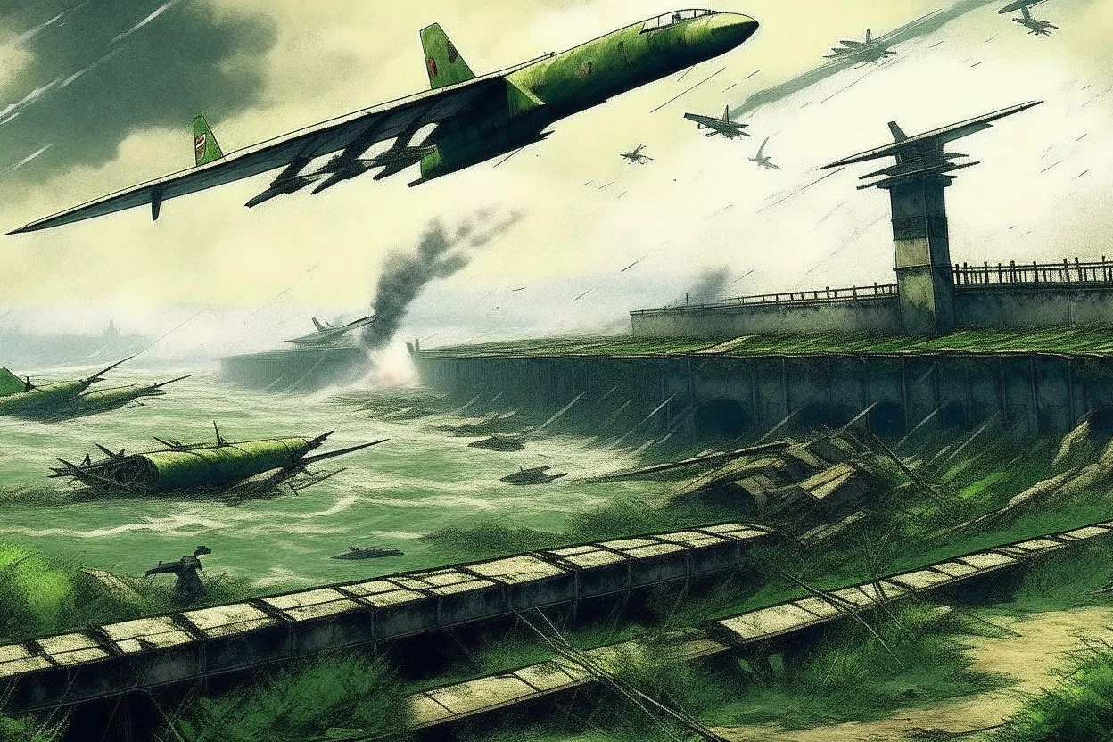 The Last of us FEDRA Military Hiroshima Bombing, no people just scenery and planes.