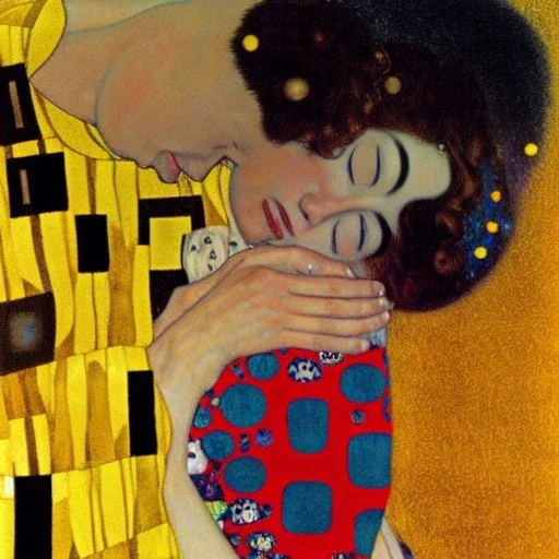 Gustav Klimt style Vertigo Neon Winter Memories of First Kiss