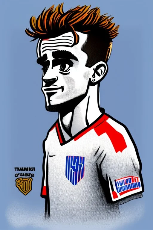 Antoine Griezmann French football player ,cartoon 2d