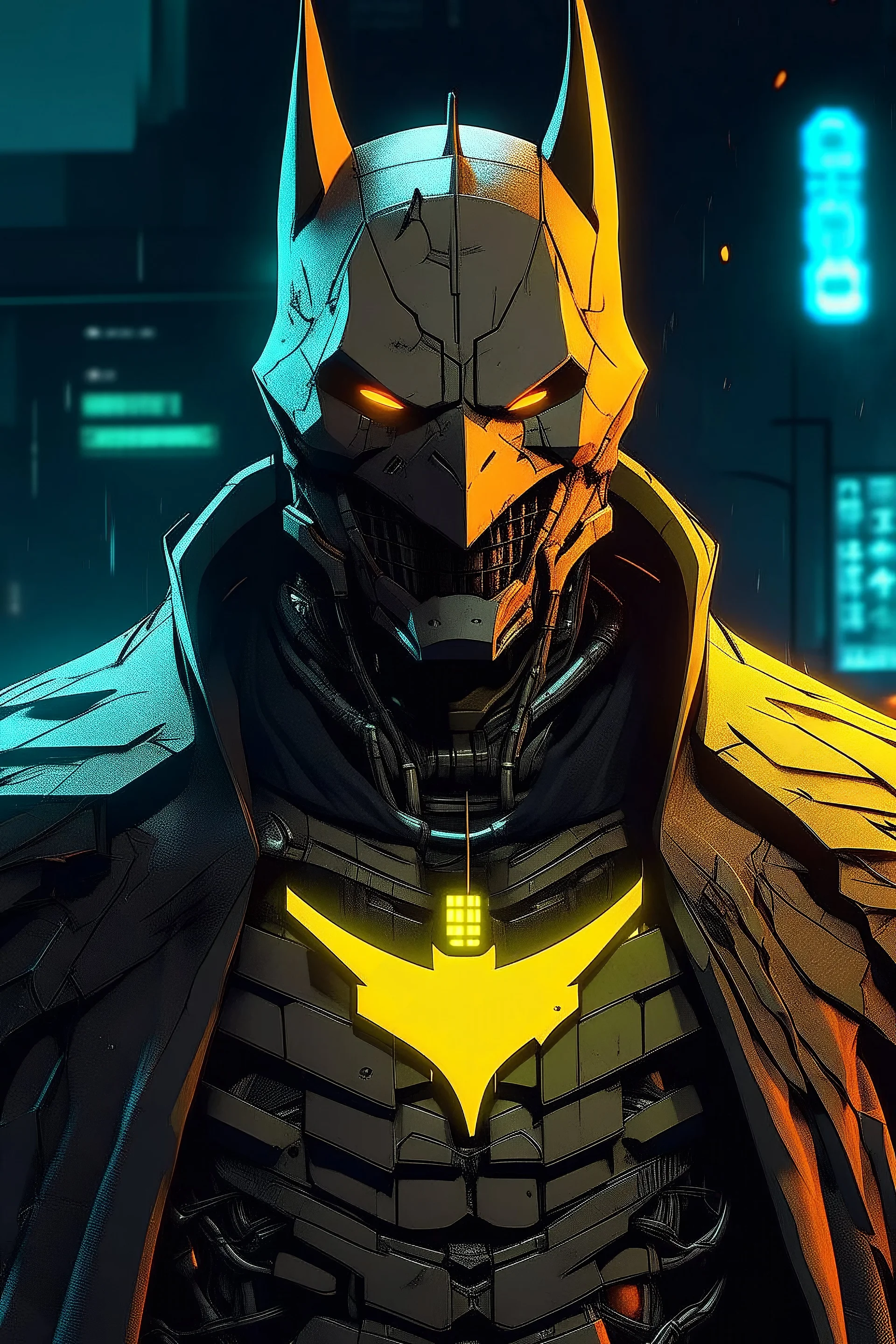 metal bat from one punch man but in cyberpunk style