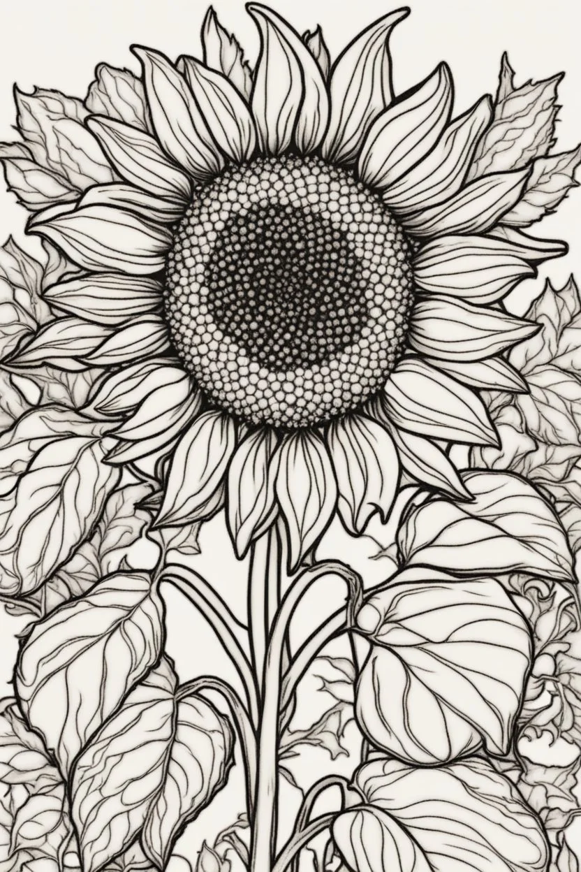 sunflower picture coloring page with decorative border