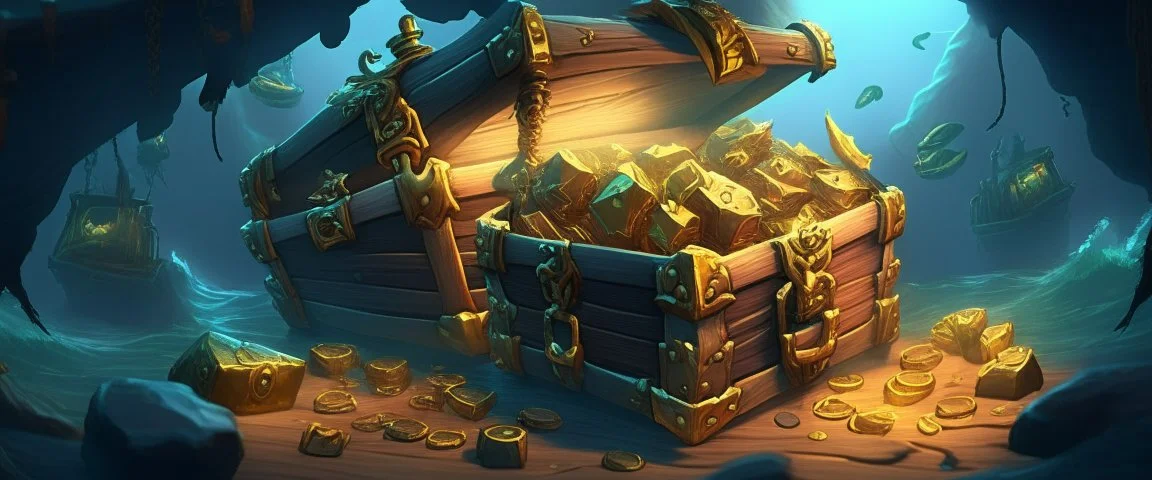 Sea of Thieves lots of treasure chest deep in the sea
