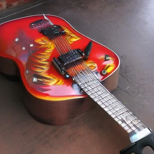 50'S ELECTRIC GUITAR ROCKABILLY HOTROD SPACESHIP FLAMES