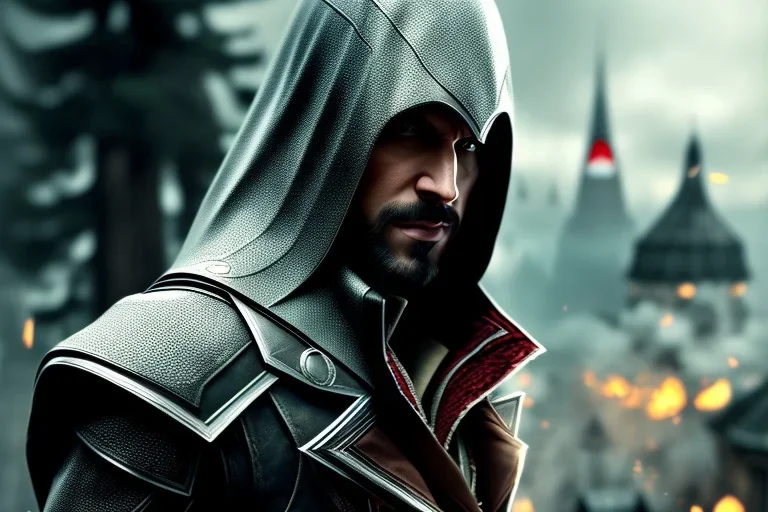 assassin man, mask cover whole face and hood ,assassin's creed, highly detailed, hyper-detailed, beautifully color-coded, insane details, intricate details, beautifully color graded, Cinematic, Color Grading, Editorial Photography, Depth of Field, DOF, Tilt Blur, White Balance, 32k, Super-Resolution, Megapixel, ProPhoto RGB, VR, Half rear Lighting, Backlight, non photorealistic rendering