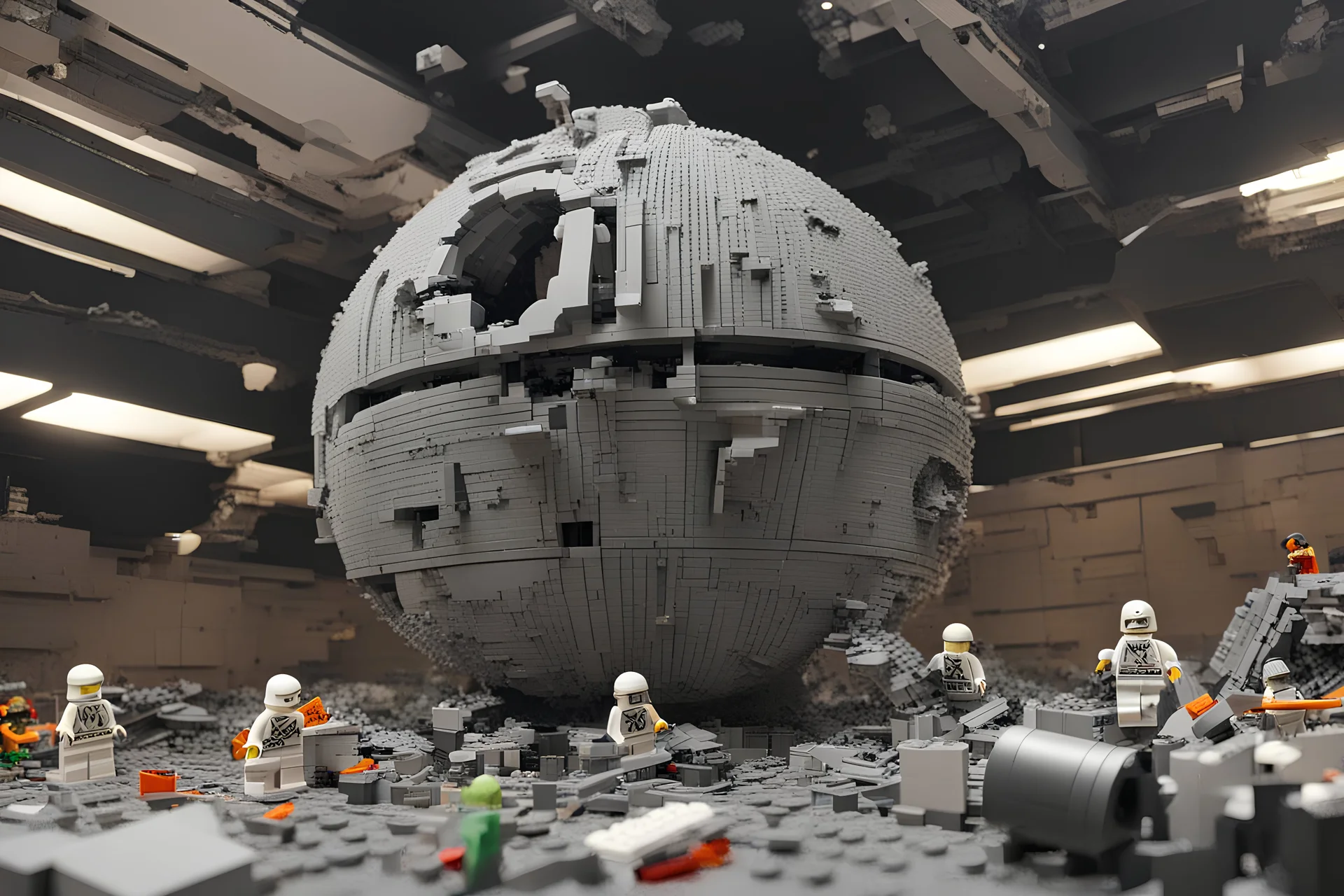 Lego Death Star destroyed and kicked