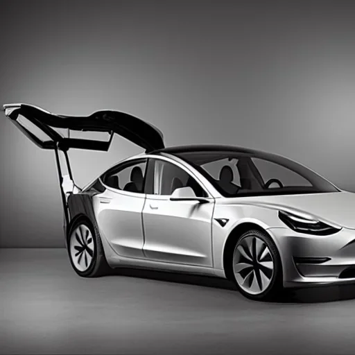 tesla model 3 in picasso style