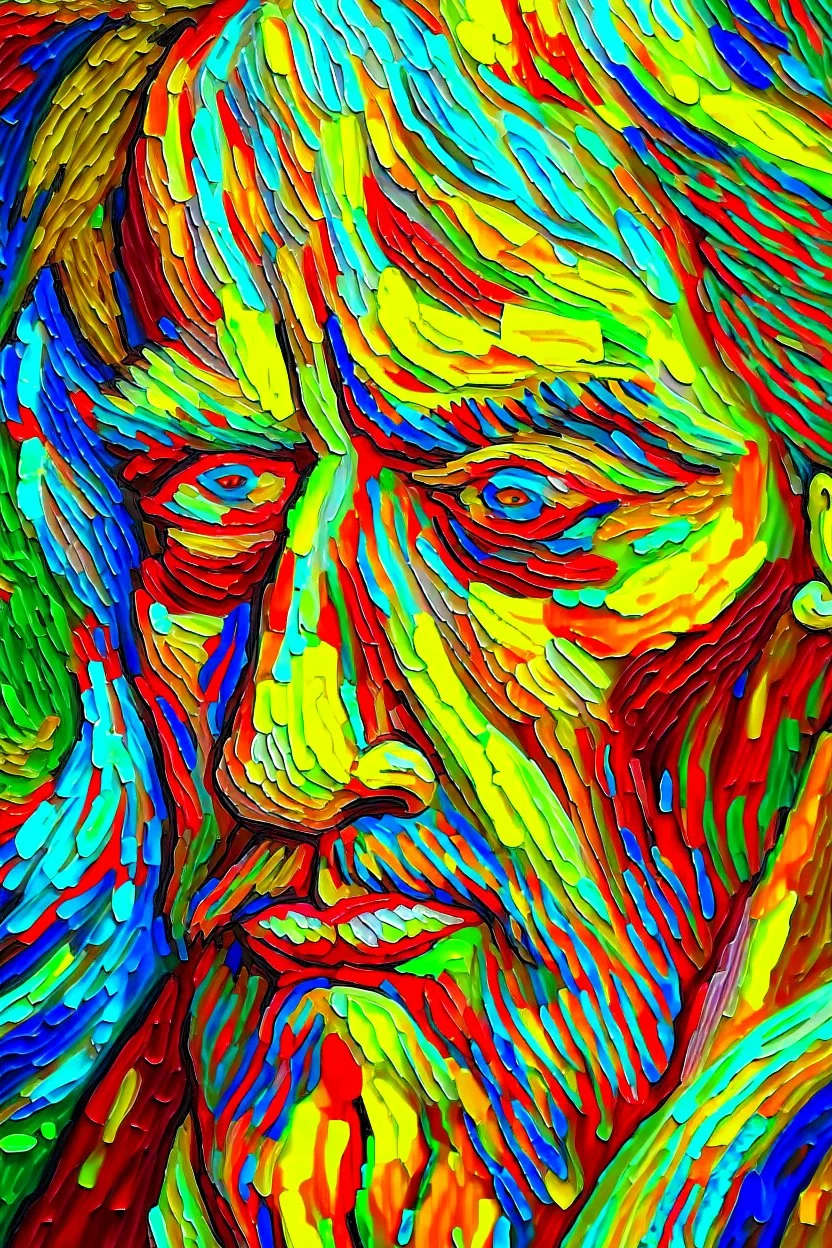 Van gough inspirated ,close up portrait of anime character, impasto style