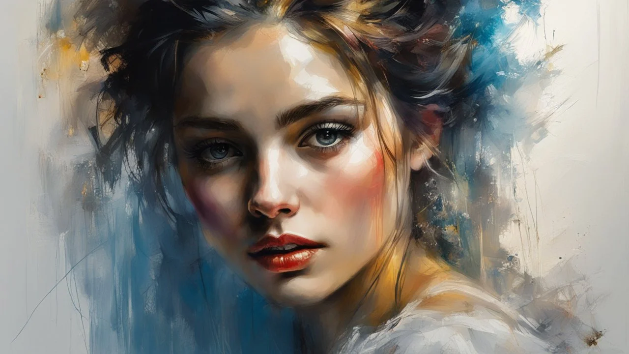 Portrait of a stunningly beautiful woman made of tulle, detailed fabric painting, Candlelight Insanely detailed painting by Pino Daeni, Jeremy Mann, Carne_Griffiths, Vadim Kashin, James Gurney, texture, 16k resolution, fine art, natural light, beautiful