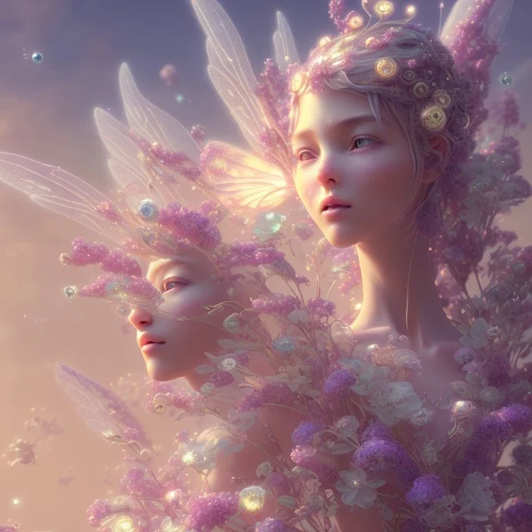 subtle transparent fairy flower in a galactic ambiance, delicate colors, in the foreground, full of details, smooth，soft light atmosphere, light effect，vaporwave colorful, concept art, smooth, extremely sharp detail, finely tuned detail, ultra high definition, 8 k, unreal engine 5, ultra sharp focus