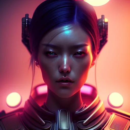 Short hot hair Woman, samurai, cyberpunk, neon, highly detailed, art stations, concept art, smooth, unreal engine 5, god rays, ray tracing, RTX, nanite polygons, lumen lighting, ultra detail, volumetric lighting, 3d, finely drawn, high definition, high resolution, gradient background