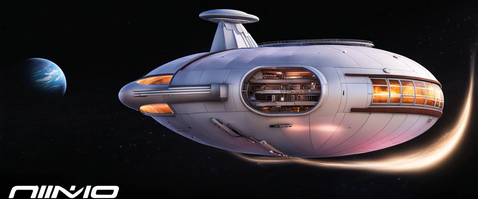 dirigible NCC 1701 hybrid, retrofuturistic, phototrealism