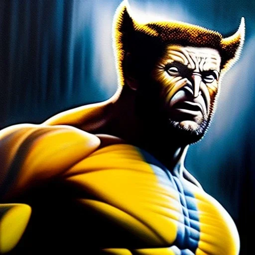 Ultra detailed fullbody Portrait in oil on canvas of Colossus merges with wolverine,extremely detailed digital painting, extremely detailed face,crystal clear Big glowing eyes, mystical colors ,perfectly centered image, perfect composition, rim light, beautiful lighting,masterpiece,8k, stunning scene, raytracing, anatomically correct, in the style of robert e howard and Ken Kelley and Ohrai Noriyoshi and Simon Bisley and uncannyknack