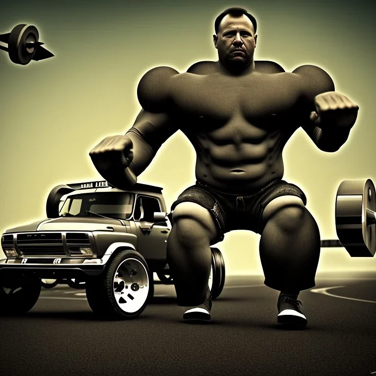 Strongman using trucks
