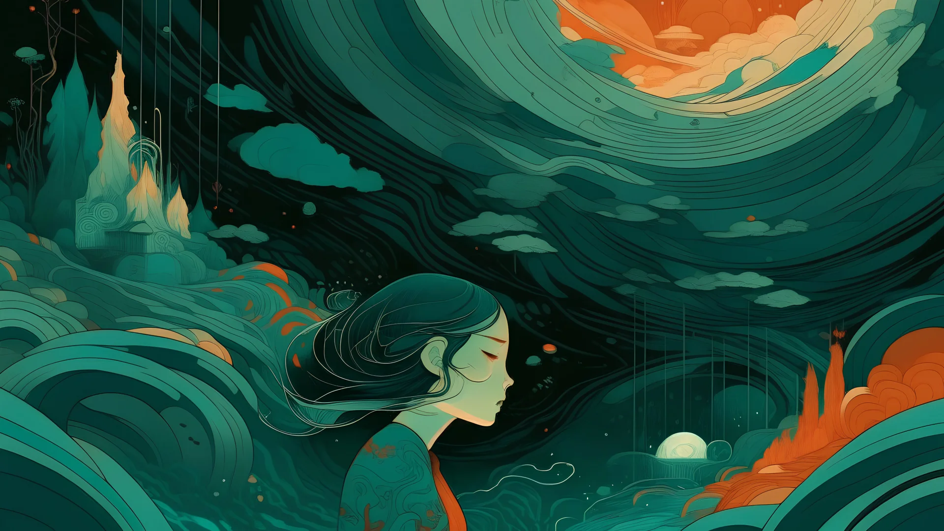 An evocative, emotionally resonant digital illustration inspired by the captivating style of Victo Ngai, presenting a thought-provoking, allegorical scene with a focus on storytelling, deep teal and light grey color scheme