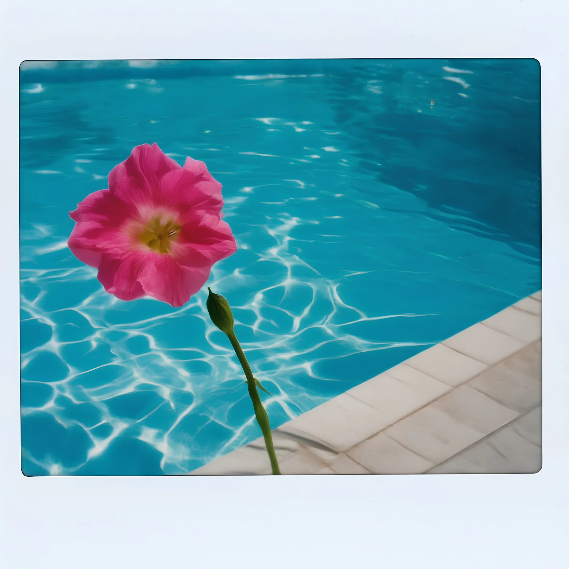 Lisianthus in the swimming pool, polaroid