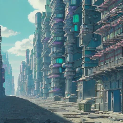Cyberpunk futuristic Megacity ,Neogothic architecture, uphill Road,detailed facades,detailed painting, 8K resolution,German noir,matte painting,felix kelly,biopunk,trieste