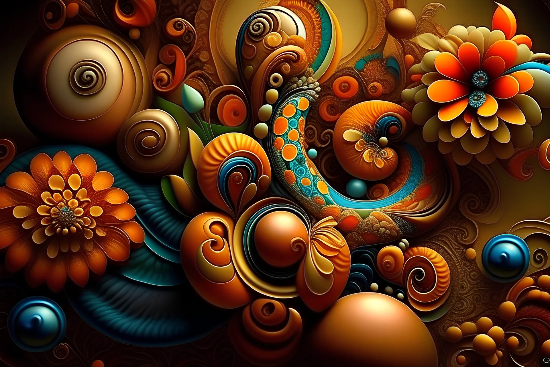 fractal flowers, Fantasy Flowers and Adorable Happy Flower, Catherine Abel style, digital painting, elegant, soft diffused, light fantasy, oil on canvas, beautiful, high detail, ultra detailed, crisp quality, colourful, Jacek Yerka, acrylic art, Gediminas Pranckevicius. art deco. Paisley Brown. polished. Art Deco by Catherine Abel