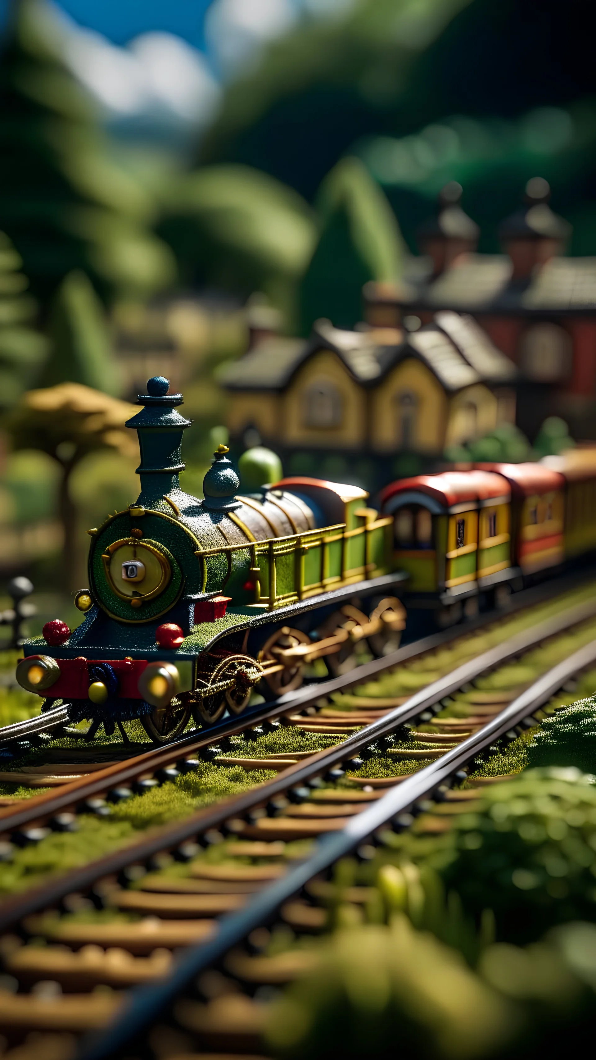 1832 britain toy train model landscape, shot on Hasselblad h6d-400c, zeiss prime lens, bokeh like f/0.8, tilt-shift lens 8k, high detail, smooth render, down-light, unreal engine, prize winning