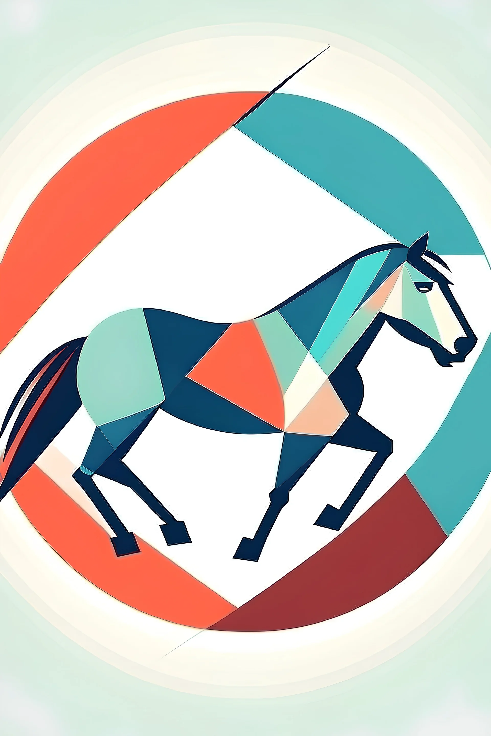 Combine three basic geometric shapes (e.g., circle, triangle, square) to create a unique vector horse logo. Play with symmetry and repetition.