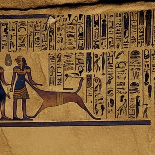 Ancient Egyptian cat whipping humans to work.