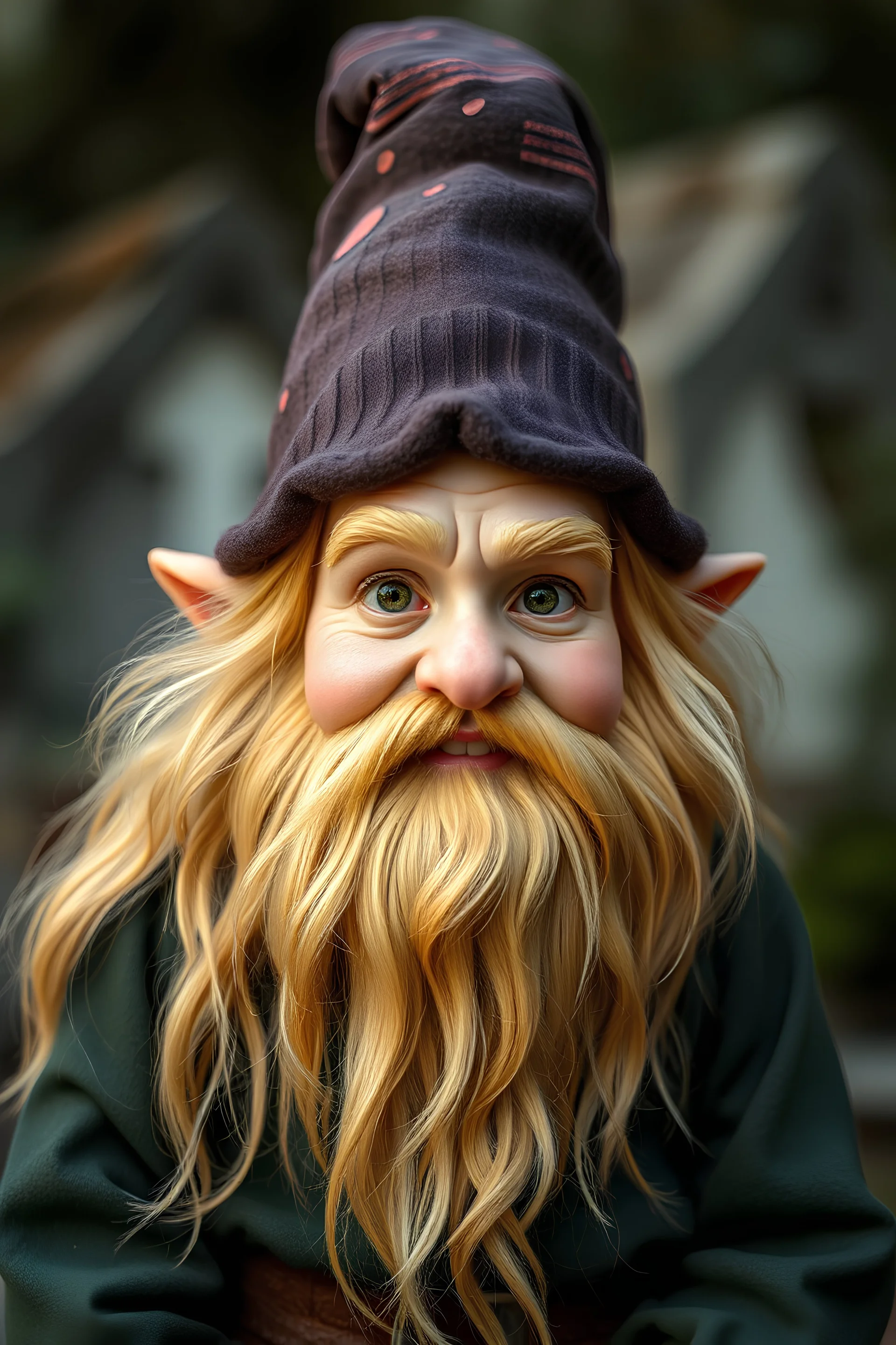 Portrait of a gnome in a wizard hat