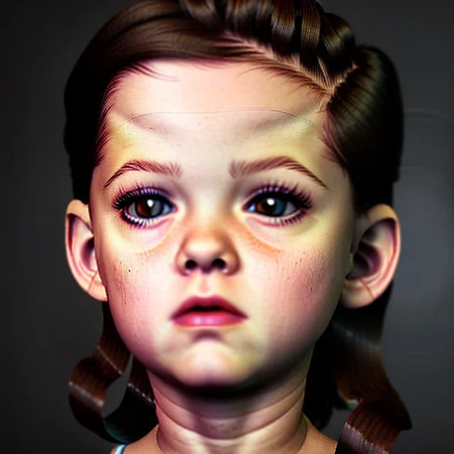 Kristen stewart toddler, full body, dramatic lighting, hyper realistic